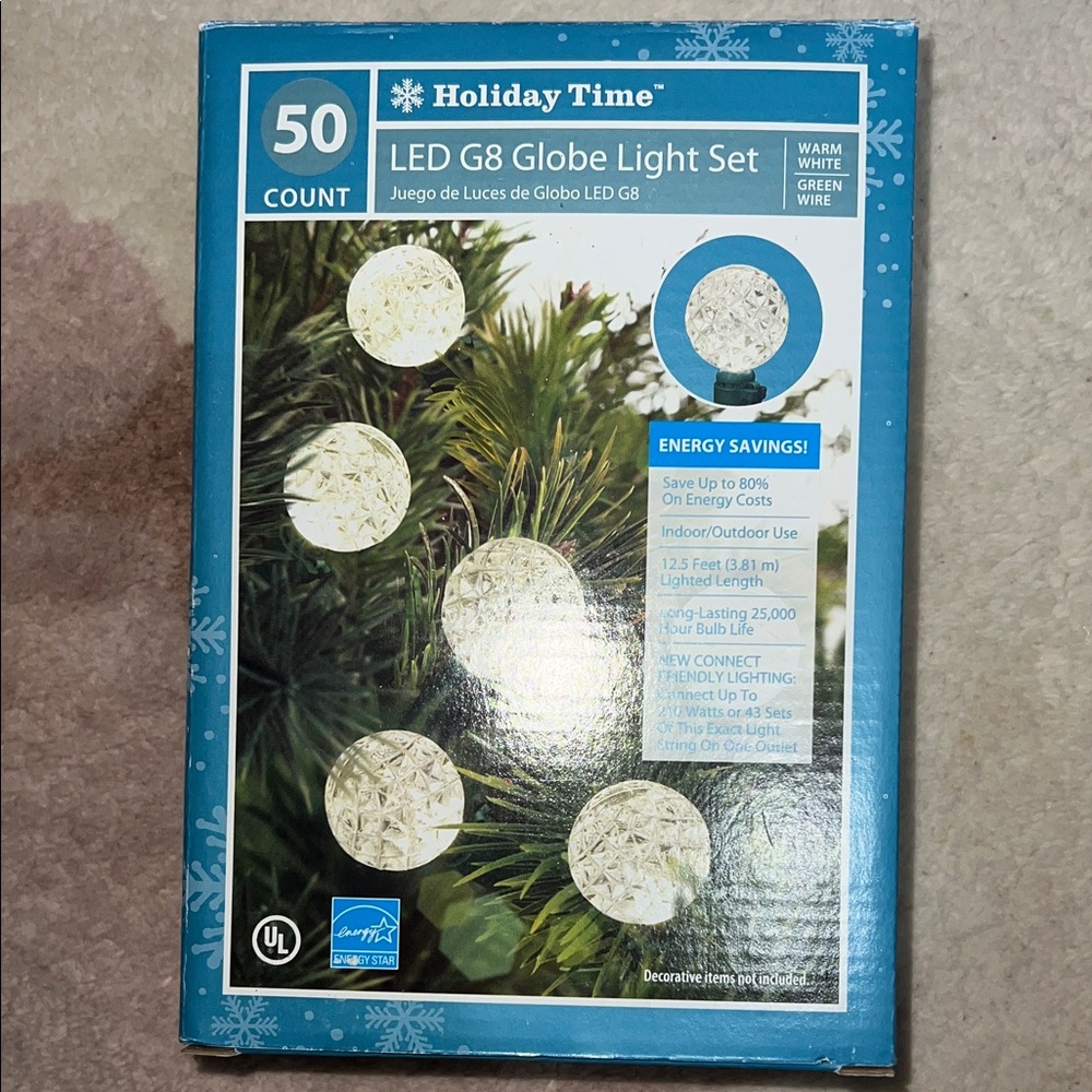 Holiday Time LED G8 Globe Light Set - Warm White and Green